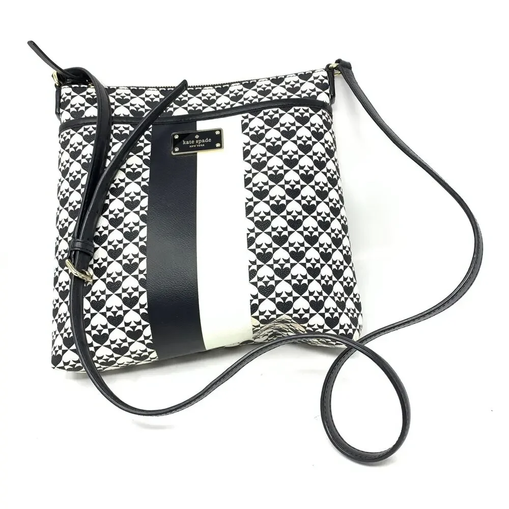 Kate Spade Penn Place Keisha Crossbody Bag Jacquard Black White